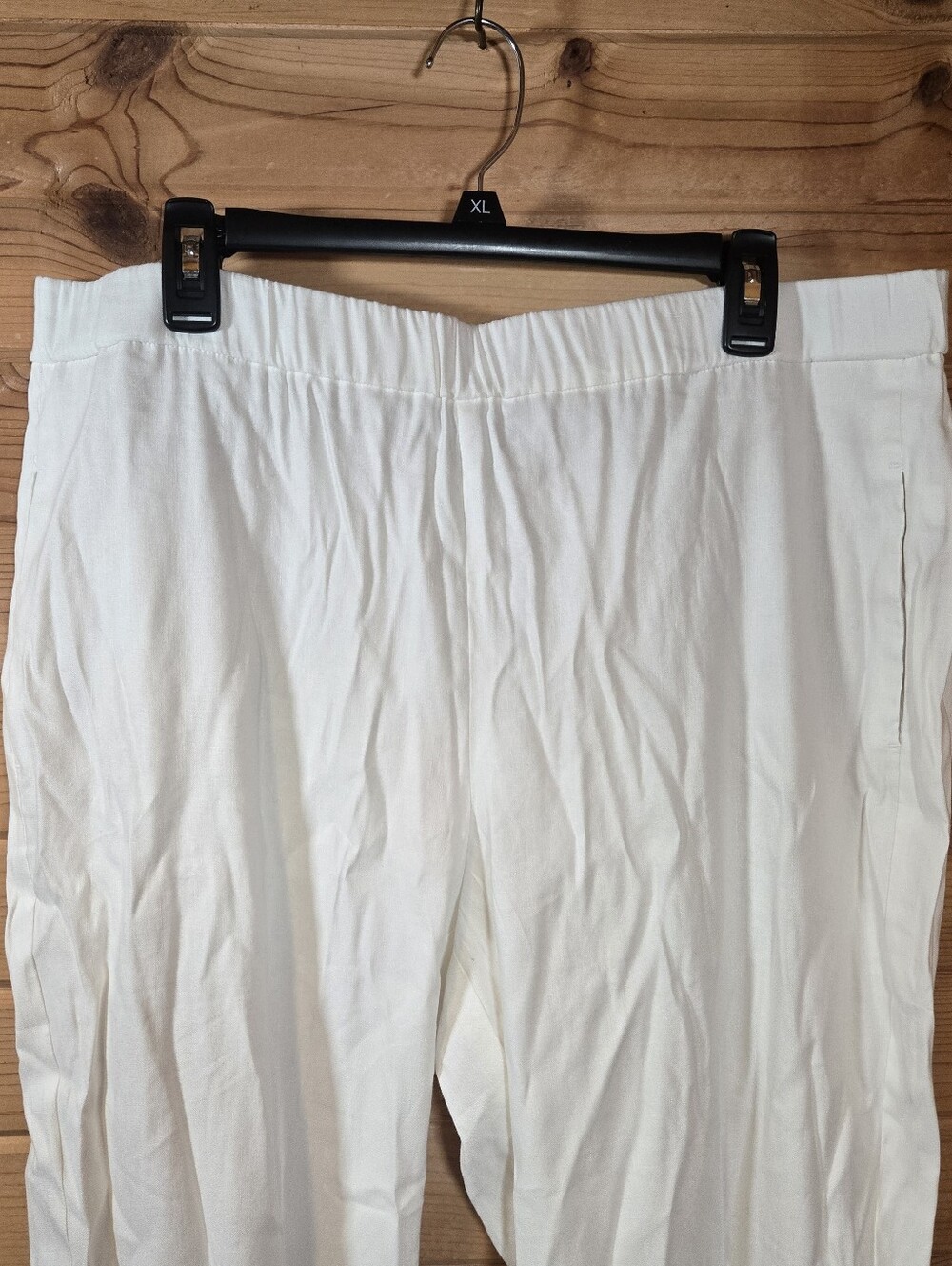NWT J. Jill Linen Stretch Pant XLT XL Tall White Pull On Pockets Beach Casual